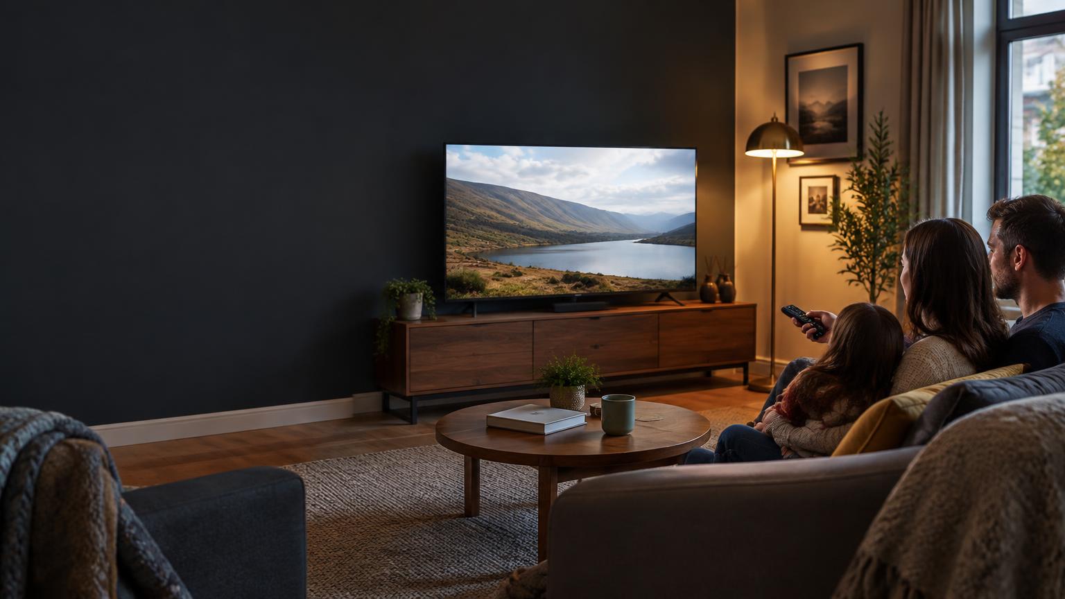 IBO Player setup on a Smart TV in a cosy family living room