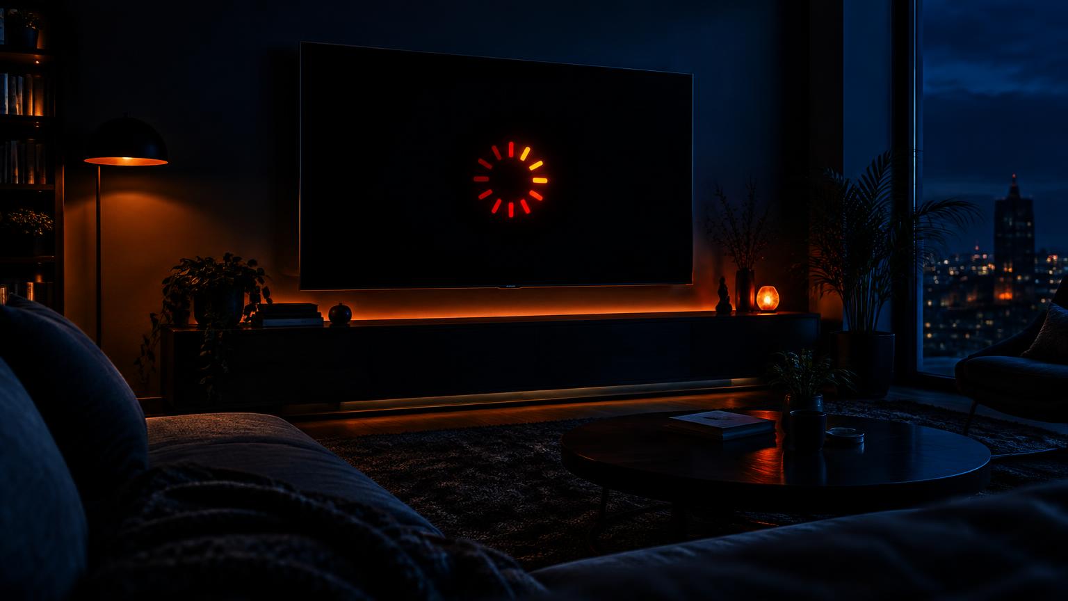 TV showing a loading spinner while IPTV buffers