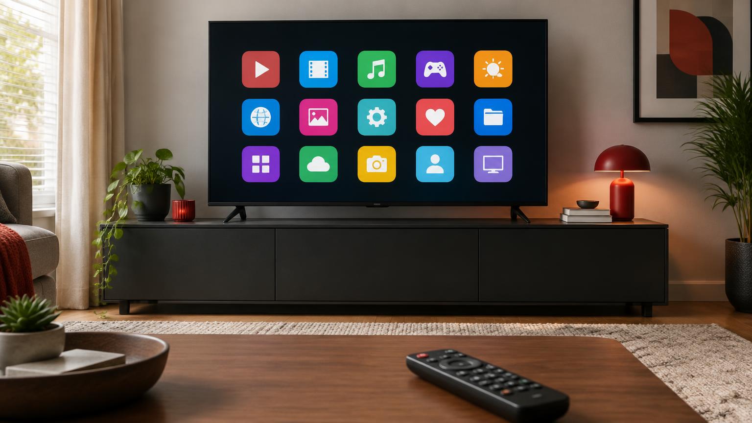 Smart television with an app library on screen